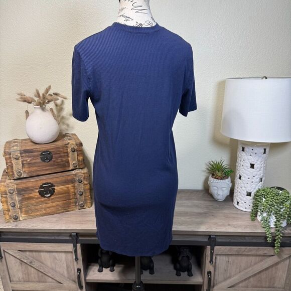 Reformation Gigi Ribbed Knit Navy Blue Mini Dress Size XS Casual Travel Stretch - Picture 5 of 8